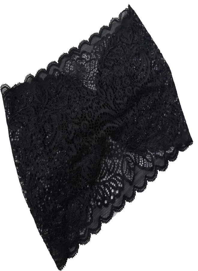 Oyabridal Elasic 7.2'' Wide Lace Headband for Women Stretchy Lace Head Coverings for Women Church H112 (Black, One Size) - Image 1